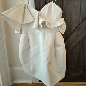 Girls Cream One-Shoulder Ruffle Dress